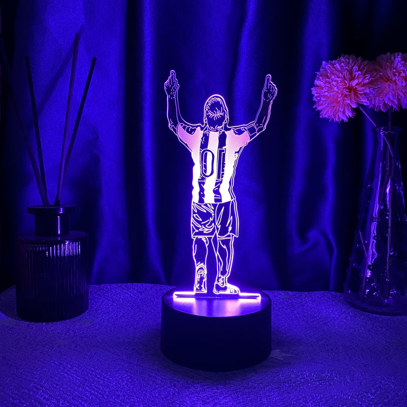 10 Jugadores de fútbol Luz nocturna 3D - Control táctil, Alimentado por USB, Regalo para fanáticos de los deportes