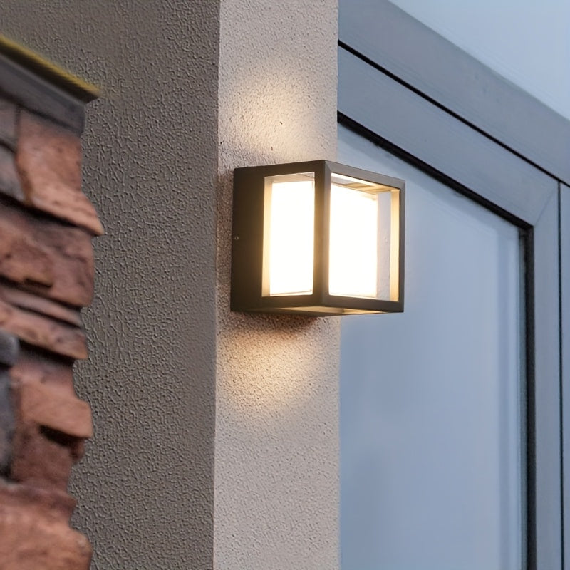 Lámpara de pared LED de grado industrial - Iluminación cálida IP44 para patios, balcones y escaleras al aire libre, diseño con marco negro y control de botón, voltaje de funcionamiento de 85V-265V, brillo de más de 3000 lumenes, lámpara de pared para int