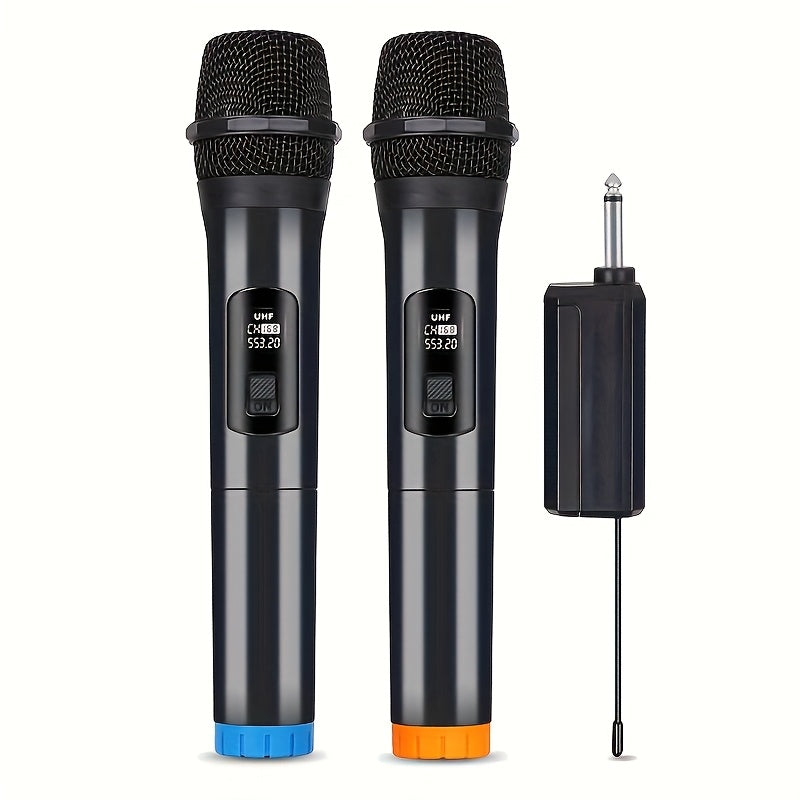 Microfono sin varillas de Alta Calidad, 2 Micrófonos Portátiles con Conector XLR, Ideal para Karaoke, Fiestas, Iglesias y Bodas, Carga USB