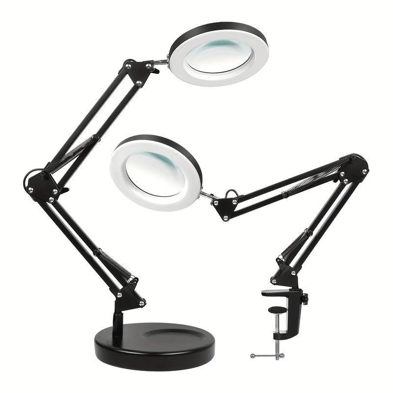 1pc Lupa LED de 10x, Diámetro de 9cm con Brillo Ajustable y Modos de Luz, Incluye Soporte y Base, Ideal para Lectura, Manualidades, Reparaciones, etc