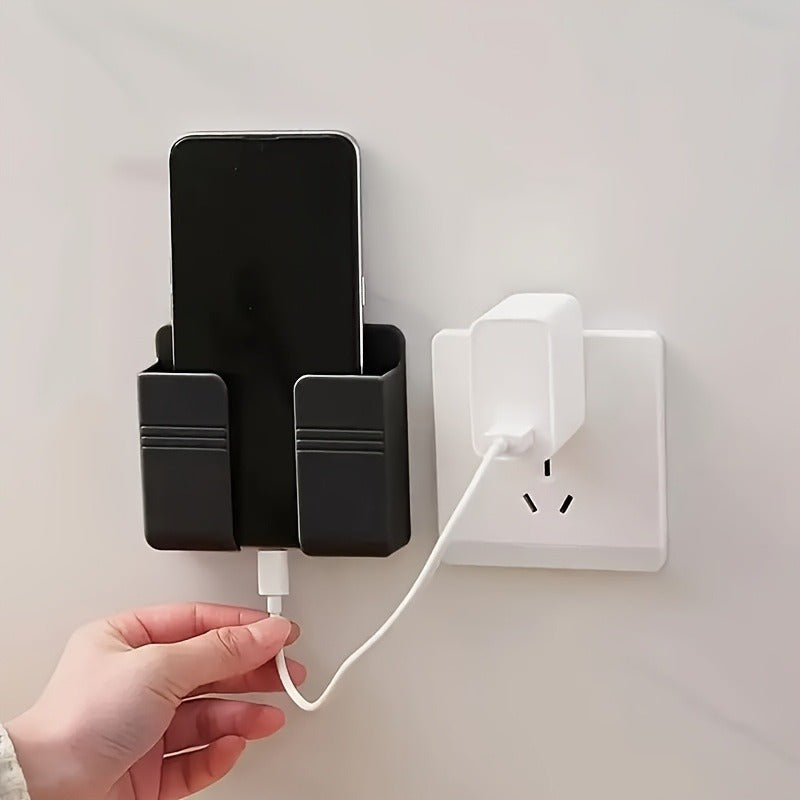 Soporte de carga de teléfono móvil de estilo casual para montaje en pared, caja de almacenamiento no perforada fácil de instalar con control remoto, gancho multifunción para uso en el hogar y la oficina, ganchos de utilidad