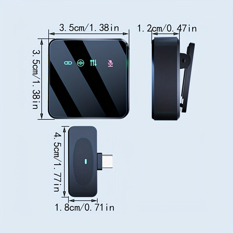 Sistema de micrófono de solapa inalámbrico profesional SENWUKO - Carga USB-C, batería de litio, grabación silenciosa con función de silencio, diseño moderno en negro para streaming y llamadas, SENWUK