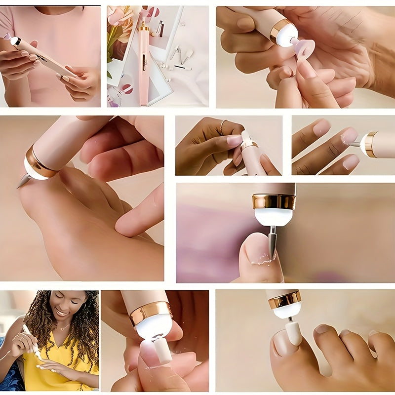 Limas de Uñas Eléctricas Portátil Profesional - 5 Accesorios Incluidos, Recargable USB con Luz LED y Velocidad Ajustable, Ideal para Manicura y Cuidado de Uñas