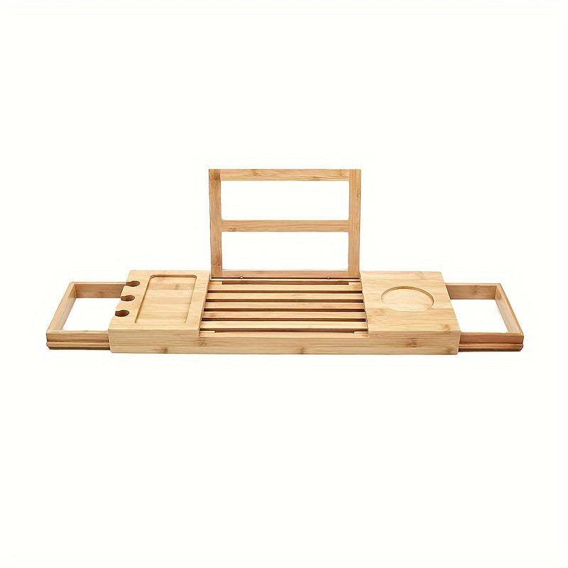 Bandeja de Bañera de Bambú Versátil - Estante Expandible para Vino, Snacks y Toallas | Organizador de Baño Sin Metal, Bandeja, Estante de Almacenamiento