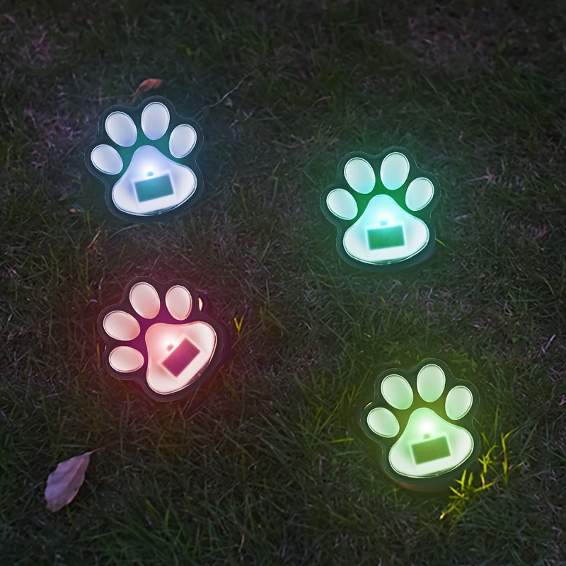 4 Piezas de Luces Solares para Tierra, Escalones y Pasos Decorativos con Forma de Huella de Gato, Adecuadas para Jardín, Césped o Balcón