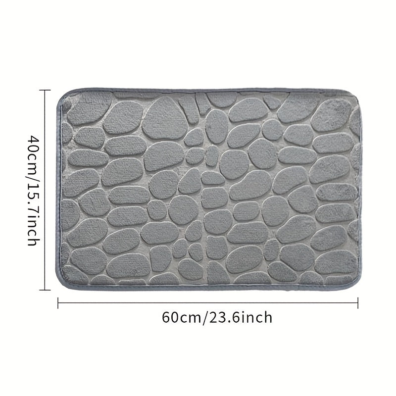 1pc Alfombra/1set Cinta para Alfombra con Relieve de Guijarros, Alfombra Suave y Cómoda, Alfombra de Espuma de Memoria - Absorbente Rápida y Lavable - Accesorios de Baño Antideslizantes/Alfombras Cinta de Doble Cara, Cinta para Alfombra Reutilizable y La
