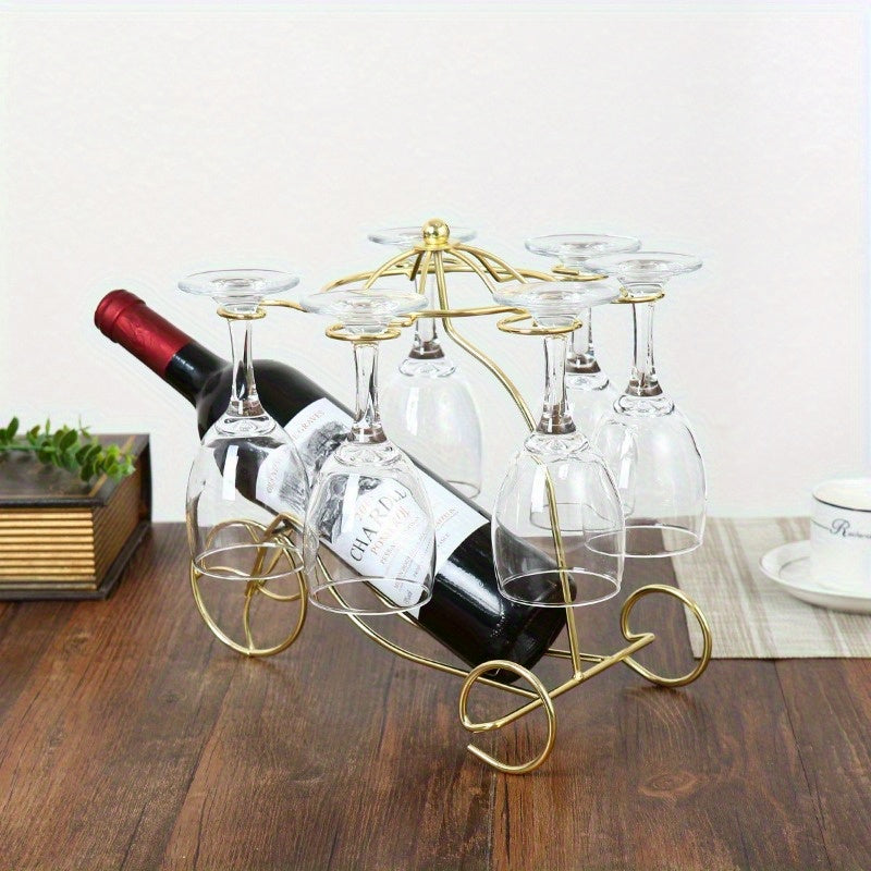 Elegante soporte de vino de hierro con soporte de vidrio - Elegante exhibidor de encimera para botellas de vino tinto y vasos, diseño duradero de aluminio, soporte de vino montado en la pared, soporte de botellas de vino