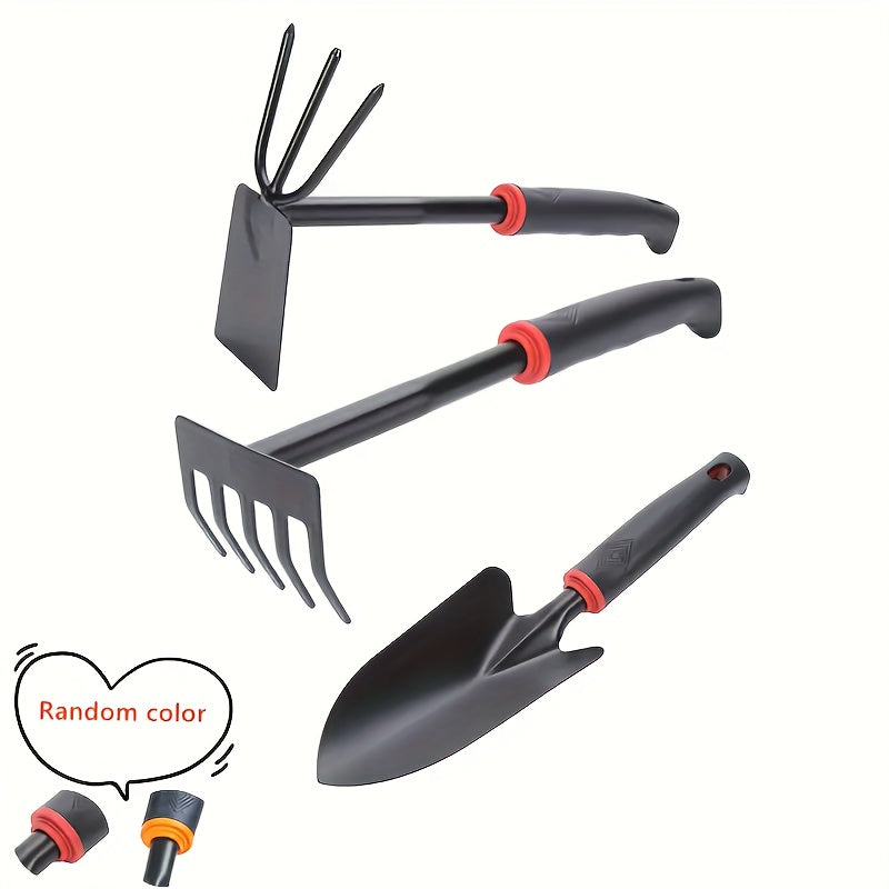 Juego de herramientas de jardinería de 3 piezas - Pala ancha de mano, rastrillo cultivado de mano, herramienta de plantación de doble cara para cavar, trasplantar y desmalezar - Adecuado para jardineros y amantes de plantas - Regalo ideal para jardinería