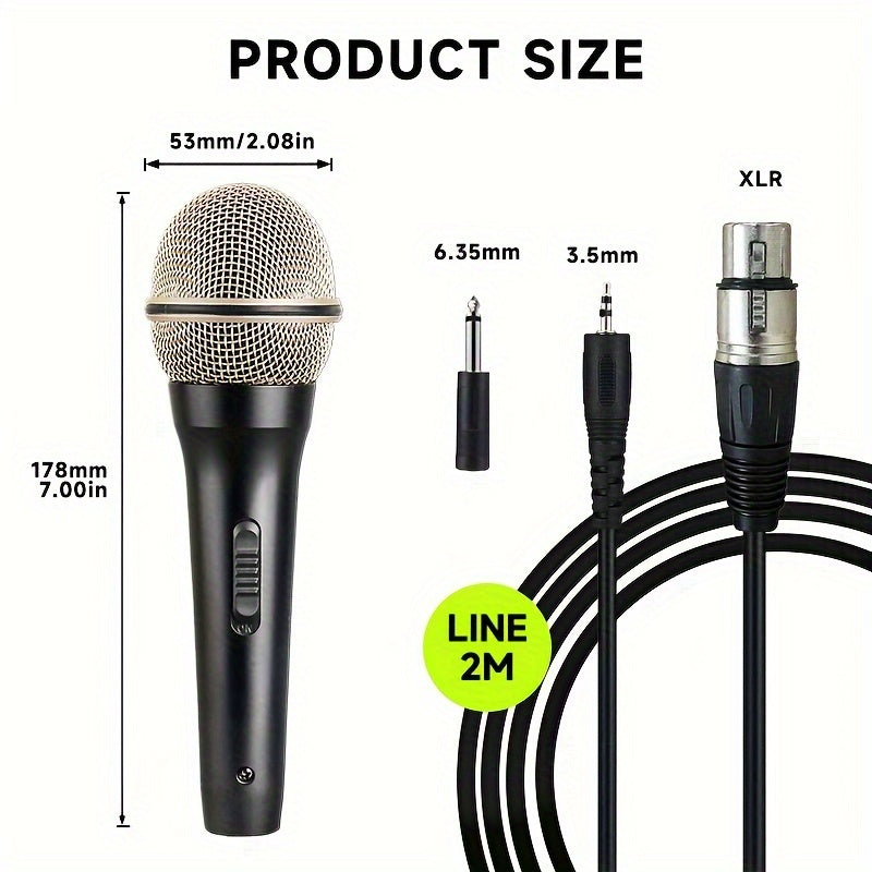 Microfono Voz Portátil Profesional AMACEX con Interruptor de Encendido/Apagado, Incluye Cable de Audio XLR de 2m para Conexión 1/4" - , Captura de Sonido de Alta Calidad para Actuaciones en Vivo y Grabación de Estudio, Diseño Elegante del Micrófono, Dura