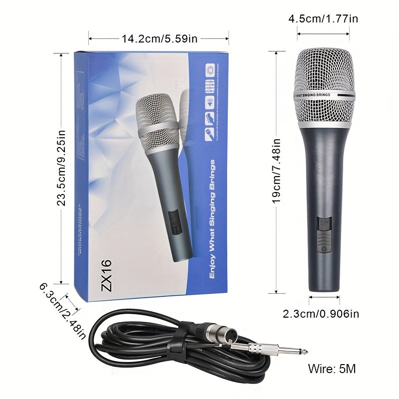Micrófono dinámico de alta fidelidad profesional con cable XLR incluido, diseño de agarre metálico con interruptor de encendido/apagado, ideal para karaoke, canto, discursos públicos, juegos, micrófono de karaoke. Micrófono profesional. Micrófono de meta