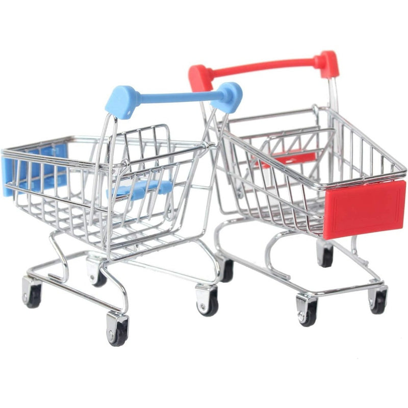 2 Mini Carritos de Supermercado, Carritos de Compras de Metal, Carritos de Compras Prácticos, Estilo Modelo Almacenamiento y Almacenamiento para Compras en Supermercados Nuevo Semestre Regreso a Clases
