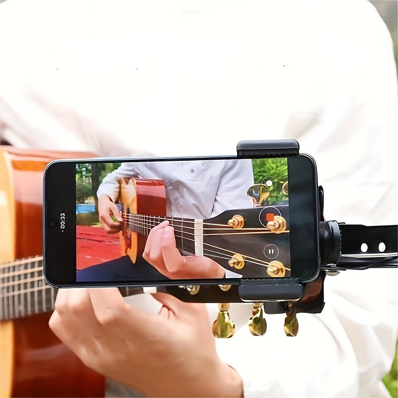 Soporte de guitarra ABS ajustable con rotación de 360° - Soporte seguro para teléfono móvil para transmisión en vivo, grabación y uso multiusos, accesorio para transmisión en vivo | Diseño elegante de soporte | Material ABS duradero