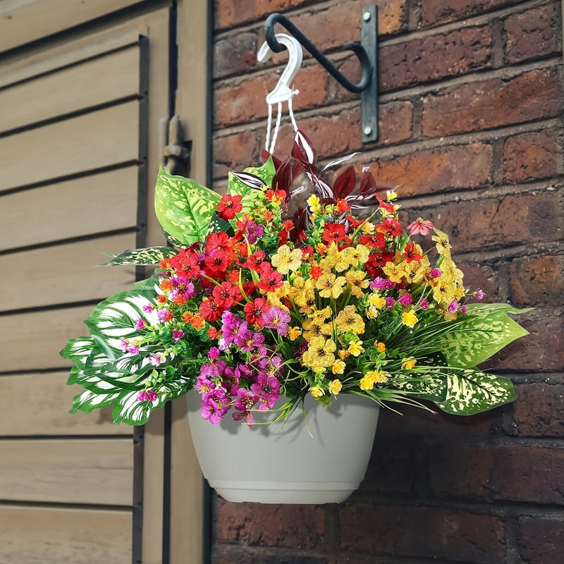 24 piezas de Planta Falsa de Boj con Resistencia al UV para Exteriores, Plantas Colgantes de Plástico Verde para Interior/Exterior, Decoración de Jardín y Ventana en Casa Estilo Granja