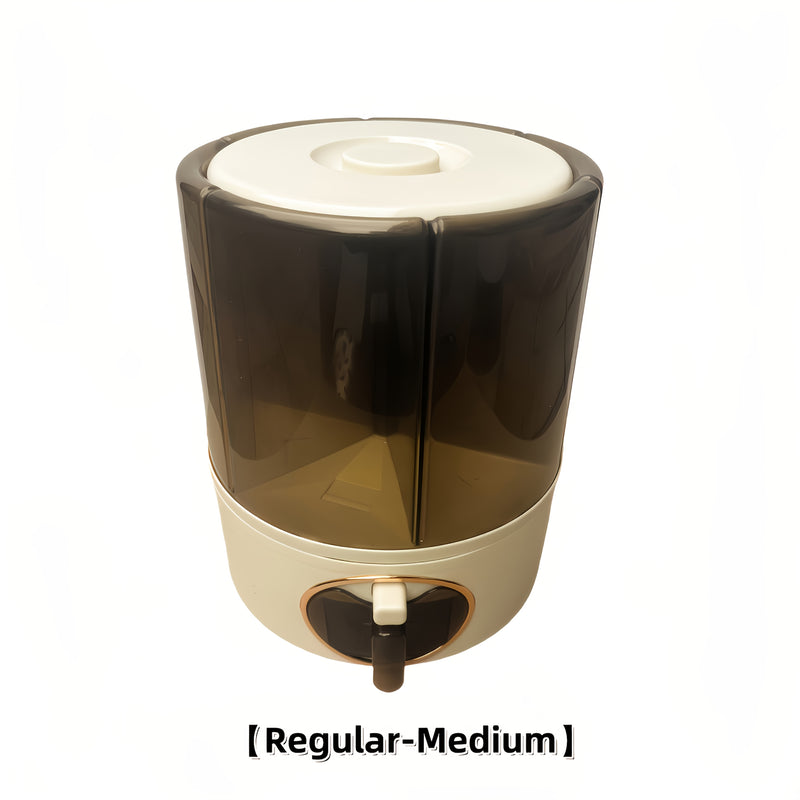 Balde de Arroz (Capacidad 4.54-6.8 KG), Dispensador de Almacenamiento de Granos, Caja para Granos Secos Giratoria 360°, 6 Compartimentos de Fácil Acceso para Granos Pequeños y Legumbres en la Cocina, ¡Caja de Almacenamiento de Arroz con Salida a Un Toque!