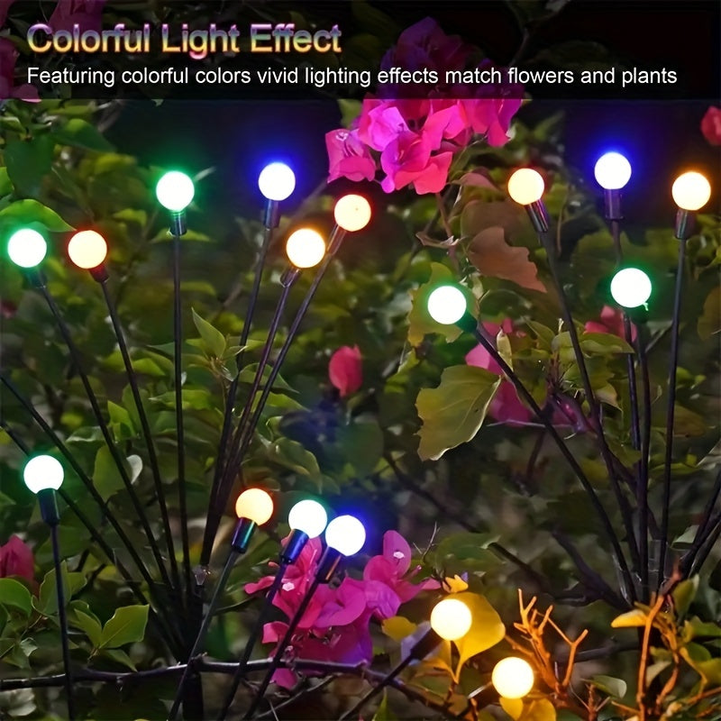 1 pza./2pza.s 8 luces solares, luces de luciérnagas solares, para camino de jardín al aire libre, césped, decoración, para decoración de Halloween Navidad Año Nuevo Ramadán