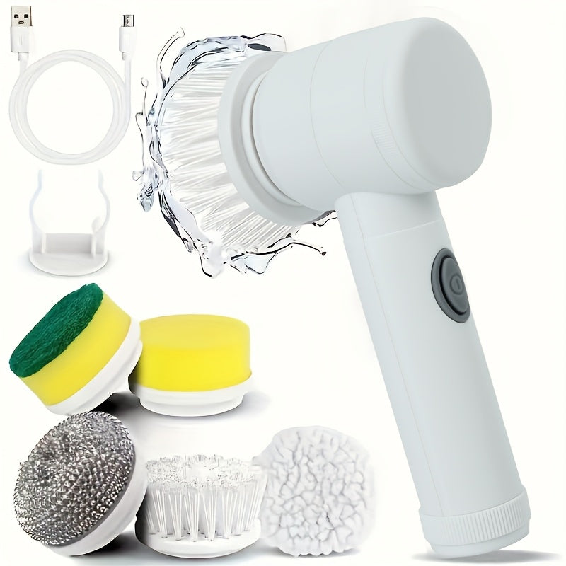 Juego de 8 Cepillos Eléctricos para Limpieza – 5 Modos, Fregador Giratorio con 5 Cabezales Reemplazables, Limpiador Inalámbrico Manual para Baño, Cocina, Azulejos y Más, Regalo de Navidad