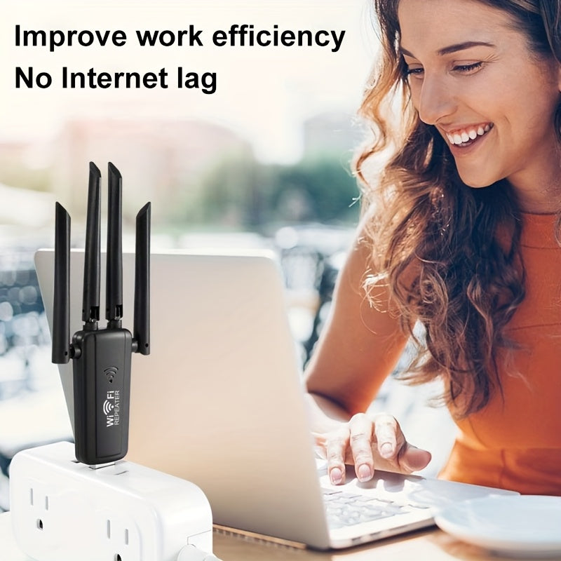 OEKE- Cuatro antenas USB repetidor inalámbrico - Extensor de señal de larga distancia con antenas dobles para cobertura completa de la casa