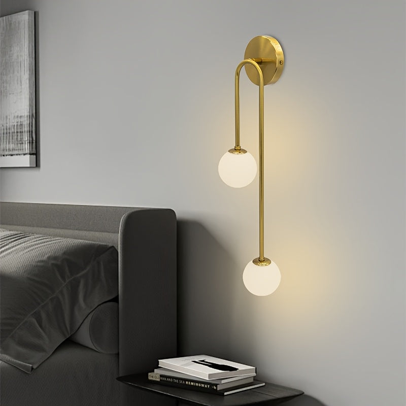 2 luces de pared de doble cabeza en forma de U con sombreros de plástico, cuerpo de hierro - Opciones negras y doradas, montaje semienterrado para dormitorio, sala de estar, cocina, estudio - Base de bombilla G9, cableado no incluido, iluminación de dorm