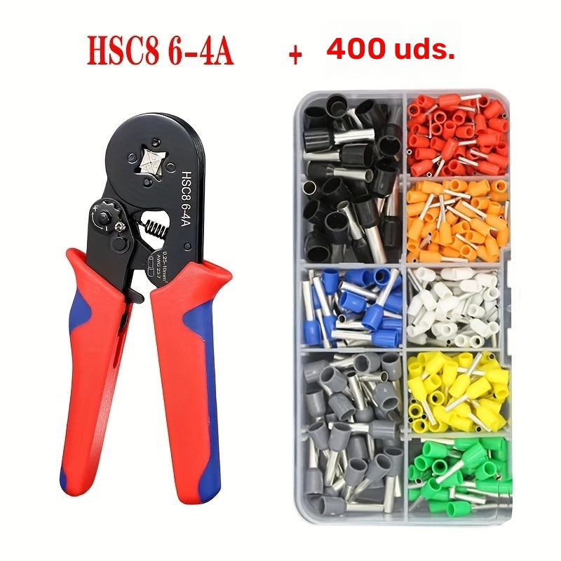 Juego de Herramientas de Engarzado para Electricistas Profesionales - Abrazadera de Ferrule HSC8 6-4 para Terminales Tubulares, Rango de 0.25-10mm, Ideal para Cables de 23-7AWG