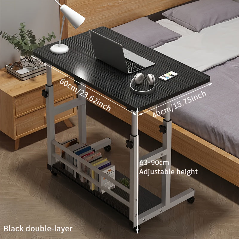 Escritorio Plegable Versátil con Ruedas, Altura Ajustable y Estante de Almacenamiento - Perfecto para Dormitorio, Sala de Estar o Uso en Oficina al Aire Libre