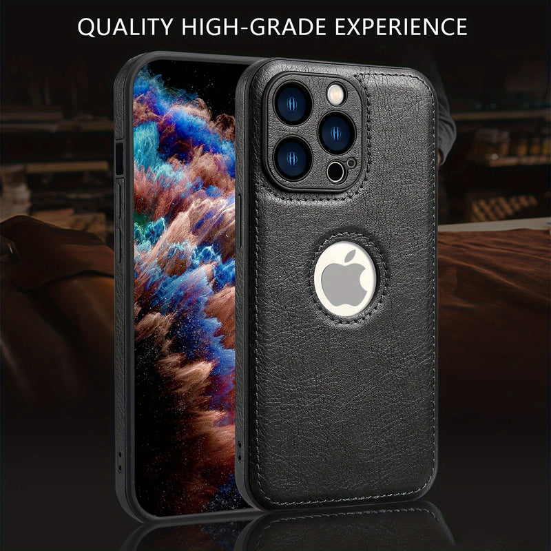 Funda delgada premium de cuero vegano, compatible con iPhone 16E/16/15/14/13/12 Pro Max, diseño clásico de lujo y elegante, con protección contra golpes