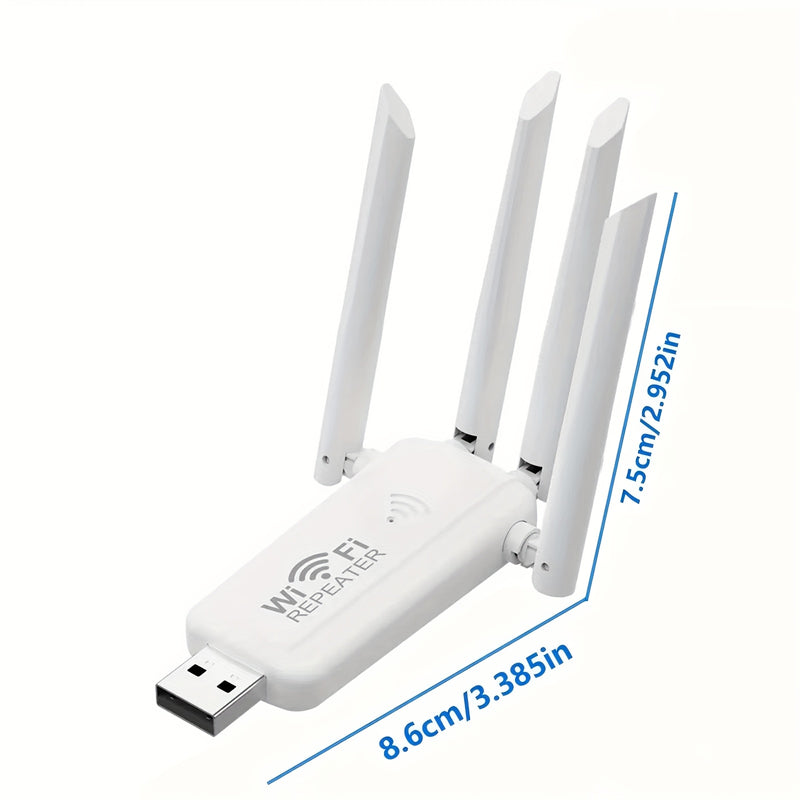 1 pieza de acelerador de red, repetidor con cuatro antenas, red mejorada de canal único 2.4G, conexión conveniente, conexión inalámbrica, 300 Mbps, adecuado para hogares y áreas de oficina, disponible en negro y blanco.