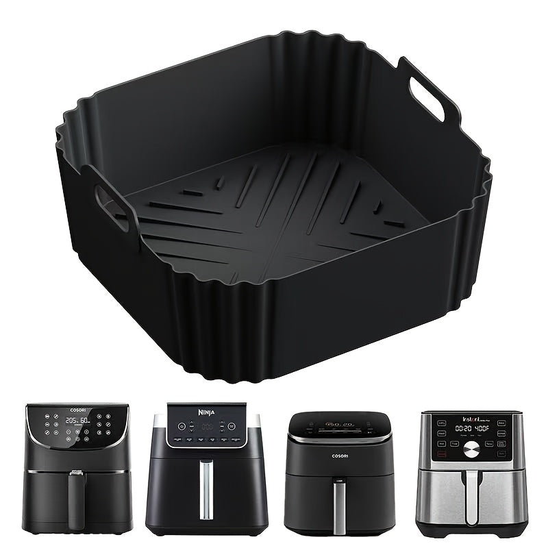 1/2 piezas de Revestimiento de Silicona para Freidora de Aire de 22.35 cm, Adecuado para Freidoras de 5.5 a 7 QT, Olla de Silicona Resistente al Calor y Fácil de Limpiar, Accesorios para Freidora de Aire