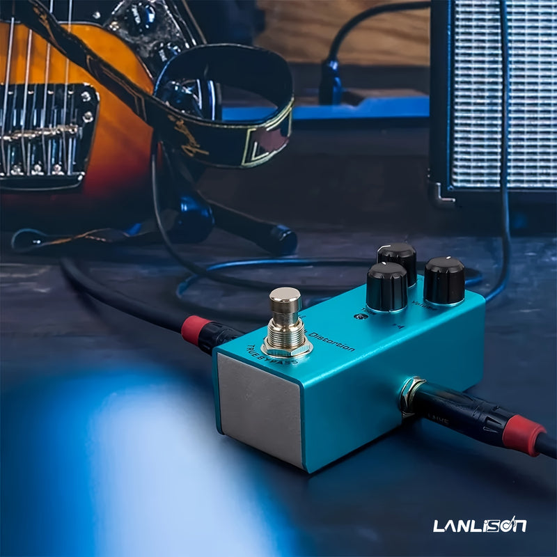 Pedal de Efectos para Guitarra Eléctrica Crunch Distortion Tipo Mini Simple DC 9V True Bypass Equipado con Cable de Refuerzo USB5V a 9V