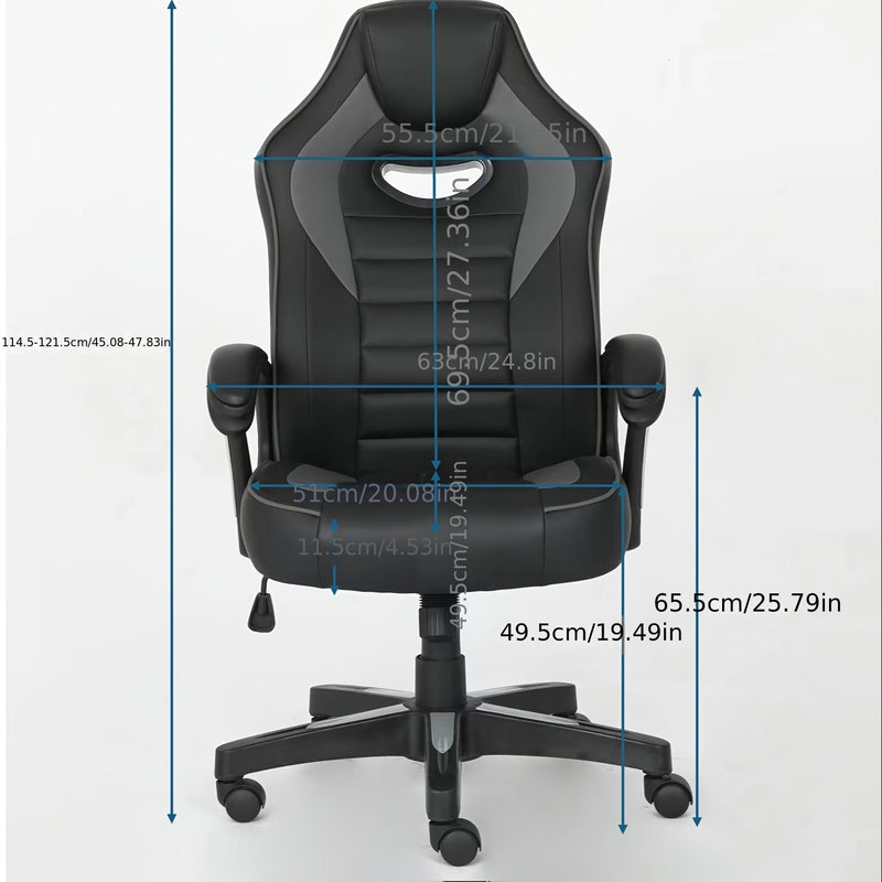 Silla de Juego Ergonómica con Acabado de Cuero Sintético - Silla de Oficina Estilo Carrera Ajustable con Soporte Lumbar y Apoyabrazos, Perfecta para Uso en Casa o Oficina