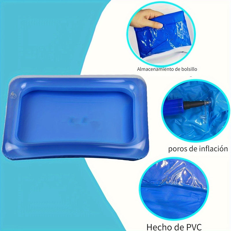 1/2pcs Baño de pies inflable cuadrado, baño de pies portátil, escalera de entrada de piscina para baño de pies, kit de limpieza de piscina y pedicura