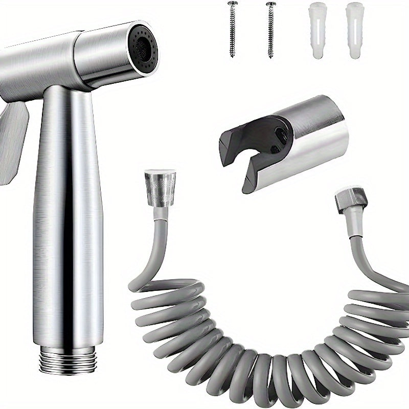 Set de ducha de mano de acero inoxidable de lujo de 3 piezas con rociador de bidé y accesorio de bañera - Montado en la pared, control de desviador, diseño moderno para una mayor comodidad en la limpieza del baño.