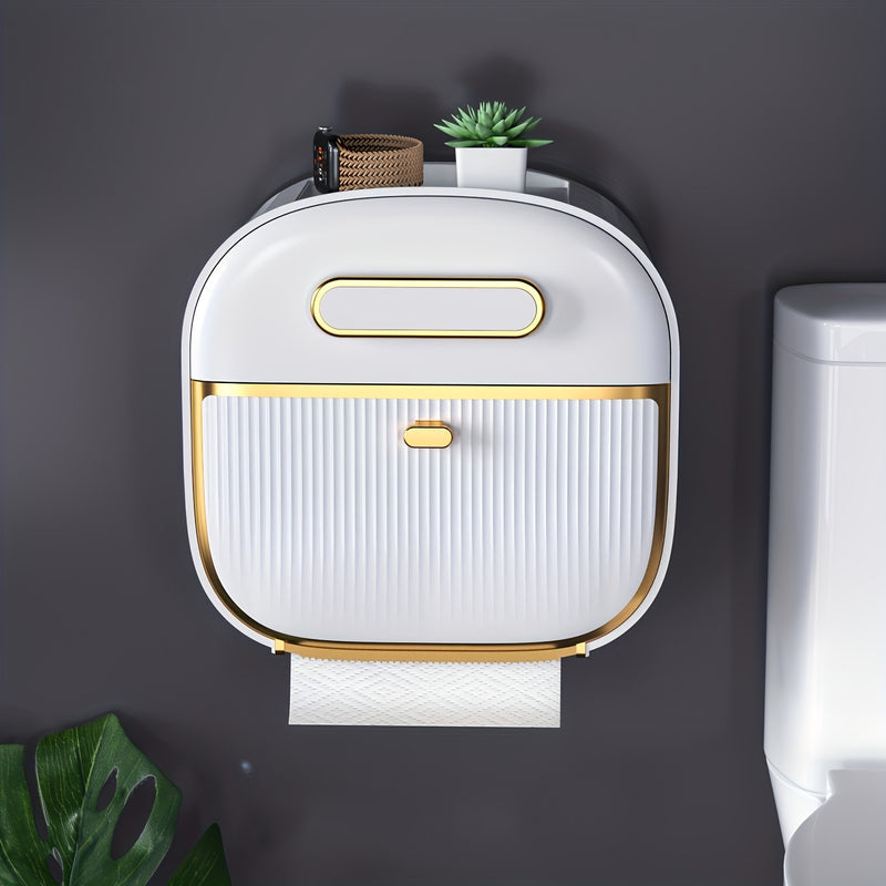 Caja De Almacenamiento De Papel Higiénico Para Baño, Soporte De Papel Higiénico, Contenedor De Papel Higiénico Montado En La Pared, Estante De Almacenamiento De Papel Higiénico Impermeable, Accesorios De Baño