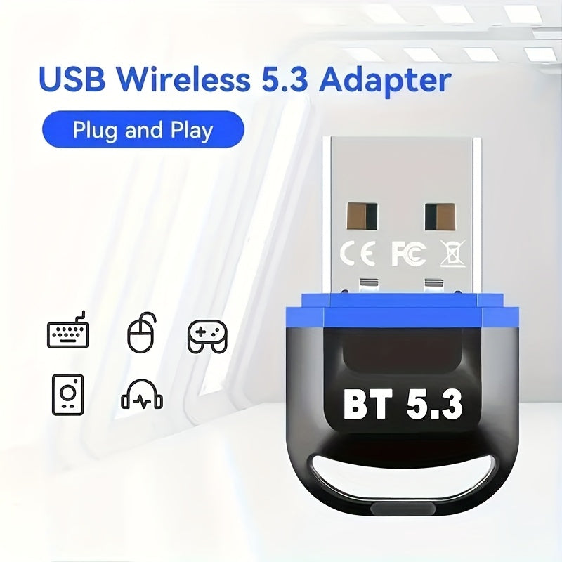 Adaptador inalámbrico USB BT 5.3 - Compatible con PC, auriculares, teclado, ratón y altavoces - No se necesita batería, función inalámbrica instantánea para Windows 11/10/8.1, compatibilidad automática con dispositivos 5.3/5.2/5.1/5.0/4.2/4.1/4.0, conect