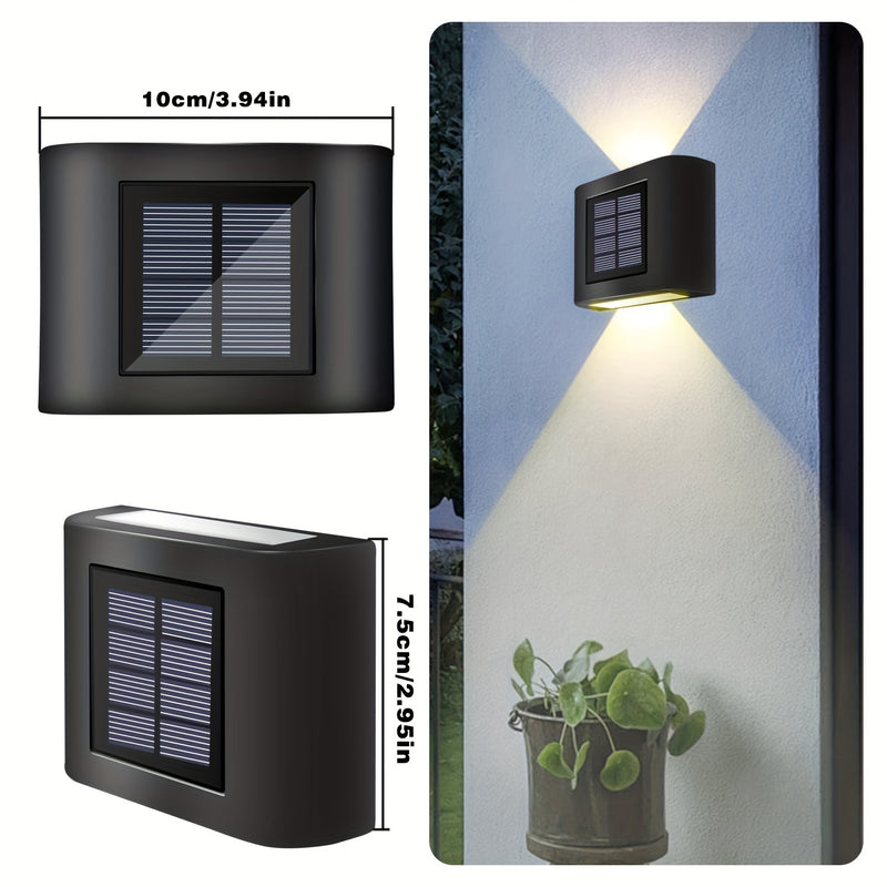 4pcs Luces de Pared de Jardín con Energía Solar de 6LED - Luz Cálida y Blanca, Perfectas para Patios Exteriores, Céspedes, Cercas, Caminos y Decoración de Fiestas