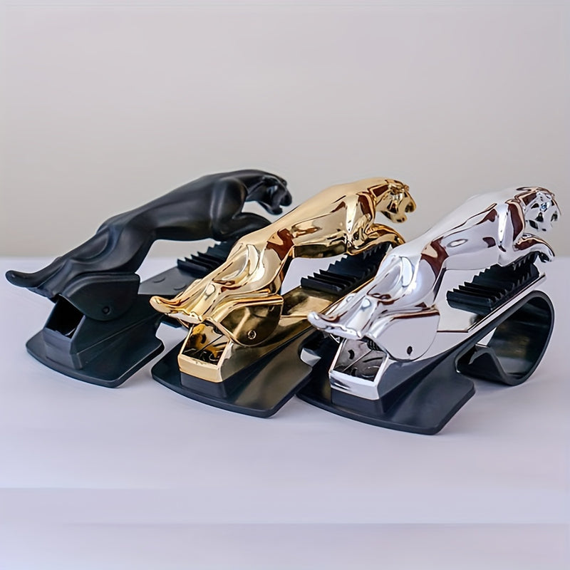 Soporte para Móvil de Coche Leopardo de Dinero - Clip Multifuncional para Tablero de Instrumentos, Soporte de Navegación Estilo Dos en Uno, Adorno Interior para Coche