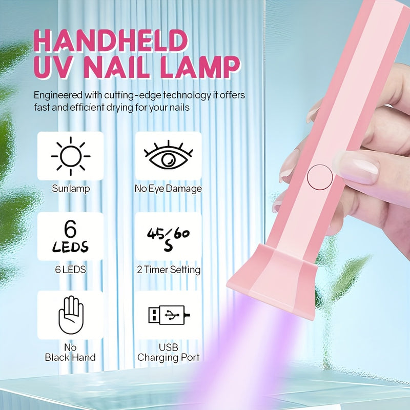 Lámpara de uñas LED portátil miniatura, lámpara de curado de esmalte de uñas USB recargable, máquina de manicura rápida, herramienta de arte de uñas