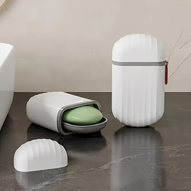 Jabonera Ovalada Premium con Tapa y Asa - Soporte de Plástico Duradero y a Prueba de Fugas para el Hogar, Residencias Universitarias y Viajes