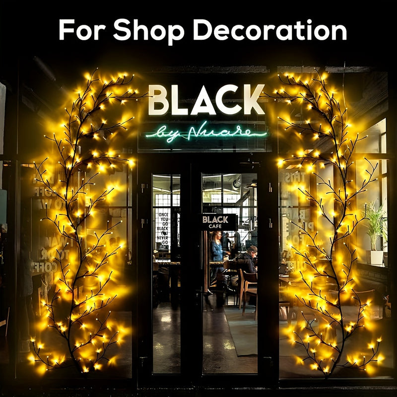 Luces Navideñas Solares de 1 pieza, Luces Flexibles de Vid Suelta para Halloween, Luz de Árbol de Abedul Blanco, Decoración de Árbol de Ratán de 8 Módulos, Luz Exterior para Jardín Hogar Sala de Estar Camping, Fiesta Cumpleaños Ramadán Tira de Luz Extern