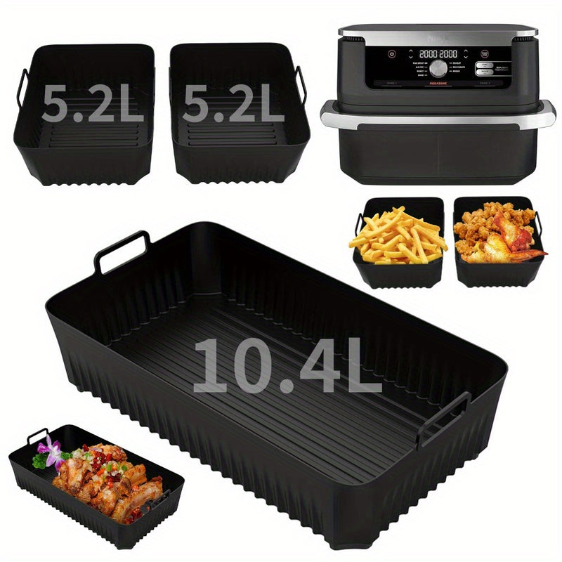 3 piezas de bandeja para freidora de aire, adecuada para freidora de aire Ninja AF500, bandeja de silicona para hornear, bandeja de silicona resistente al calor, bandeja de silicona reutilizable, bandeja de silicona antiadherente, segura para contacto co