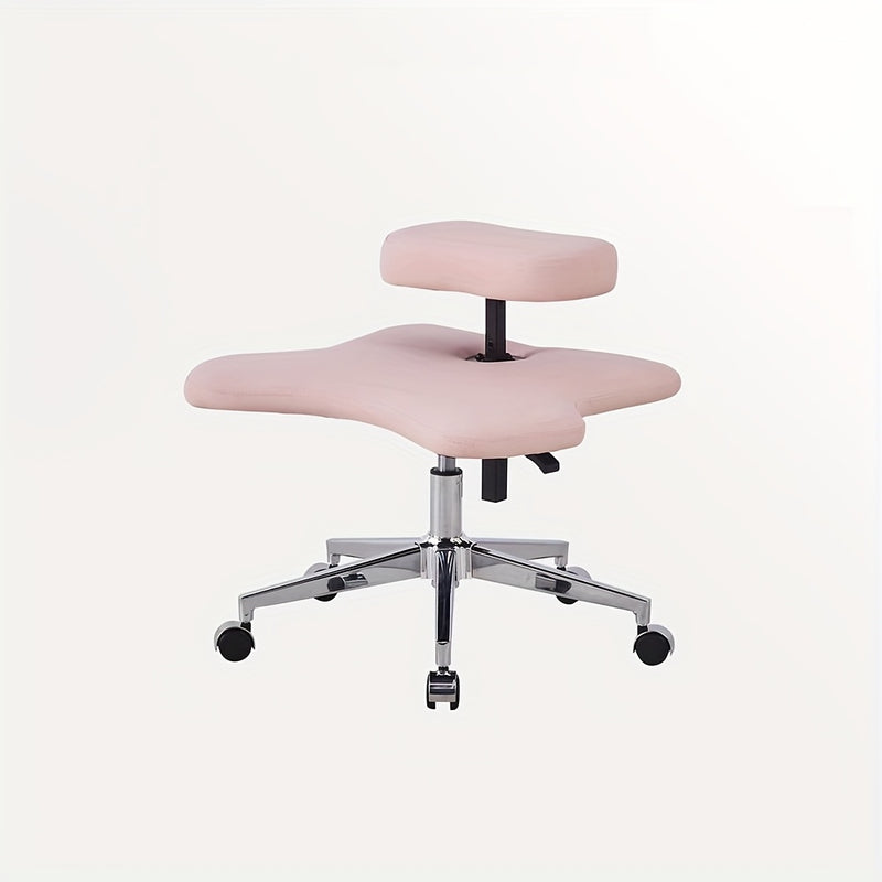 1 silla de oficina con piernas cruzadas, silla de meditación con altura ajustable, hecha de metal y equipada con ruedas, adecuada para el hogar con soporte para la espalda.
