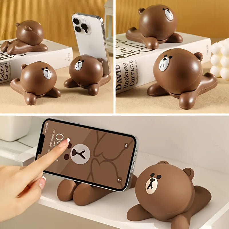 Soporte para Teléfono de Oso de Peluche Impermeable de 1 Pieza, Base Decorativa de Plástico, Adecuado para Hogar y Oficina, Ideal para Regalos de Vacaciones y Cumpleaños