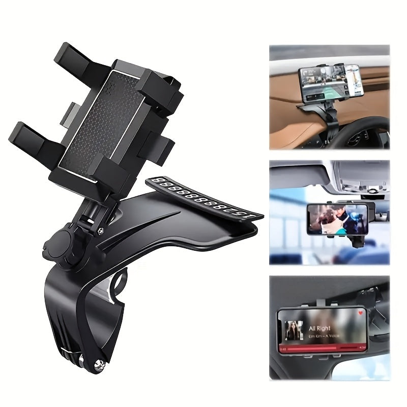 1pc Soporte universal para teléfono de coche giratorio 360°, soporte ajustable para salpicadero con compatibilidad automática, material ABS no impermeable, soporte rectangular para navegación GPS para uso en vehículos