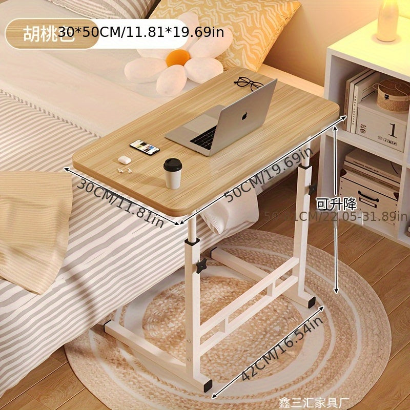 Una mesa pequeña y móvil sencilla que se puede usar como mesa lateral para un sofá o cama, adecuada para dormitorios, uso doméstico, escritorios de estudio para estudiantes, fácil de levantar y perfecta para residencias o trabajo de computadora relajado.