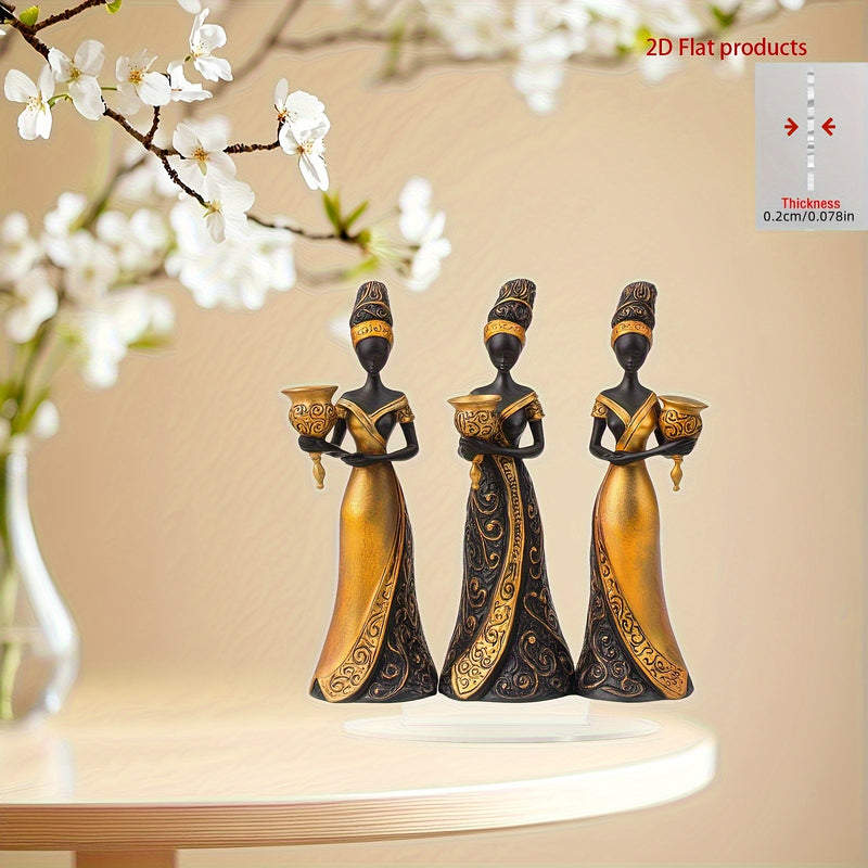 2D Plano, 2D Acrílico Plano, 1 Pieza Mujer Africana Estilo Bohemio. Decoración de Mesa 2D Plana, Ideal para Hogar, Oficina o Café - Tema Cultural Versátil Perfecto como Regalo Festivo para 11 Celebraciones