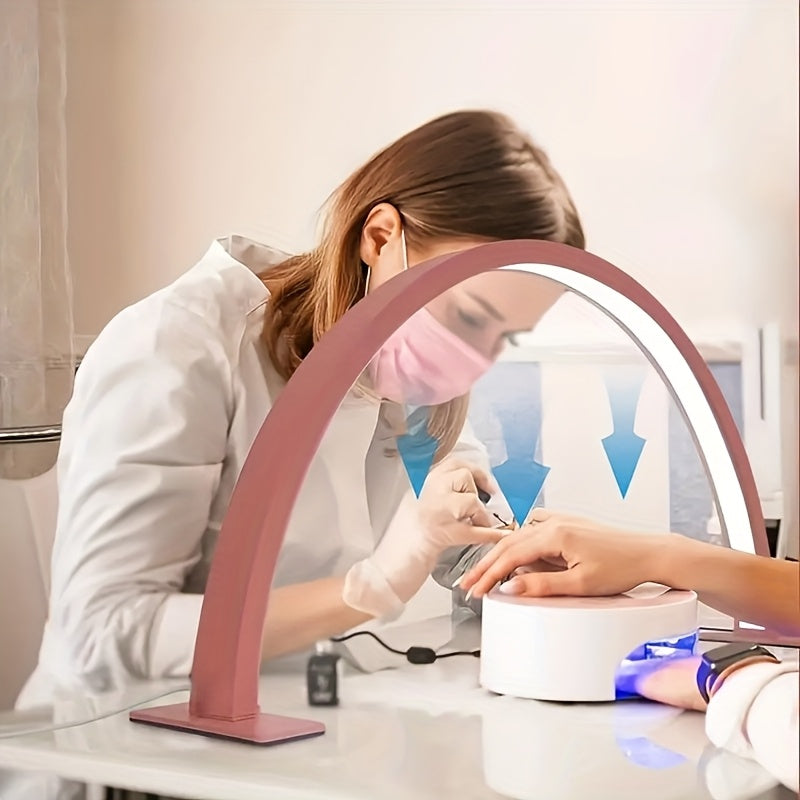 Linterna de Mesa en Forma de Media Luna, Luz LED para Extensiones de Pestañas con 3 Temperaturas y Regulador de Intensidad, Iluminación Multifuncional para Manicura, Tatuajes, Lectura y Manualidades