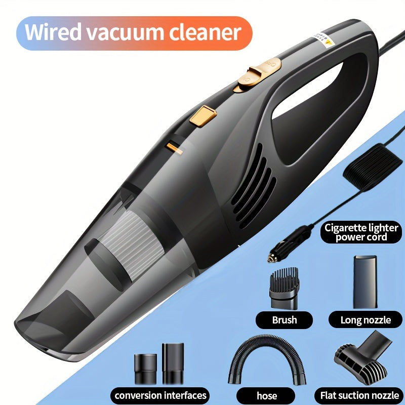 Aspirador de coche de 12V con succión potente - Compacto, portátil y eficiente para la limpieza de interiores de coches, Limpieza de interiores | Aspirador compacto | Cuerpo de plástico duradero, Aspirador de coche, Sin batería