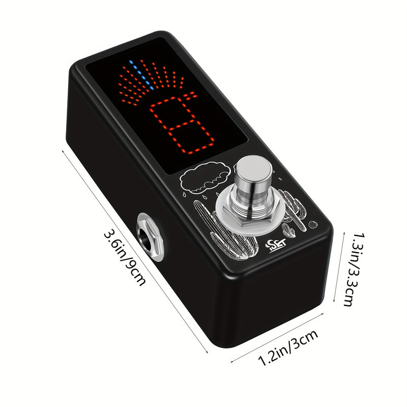 Pedal de Afinador para Guitarra Eléctrica con Pantalla LCD Digital - Sintonización Ultra Sensible, Reducción de Ruido USB, Clip Integrado, Compatible con Pedalboard Profesional y En Vivo, Acabados Metálicos Elegantes, Electrónica de Alta Calidad