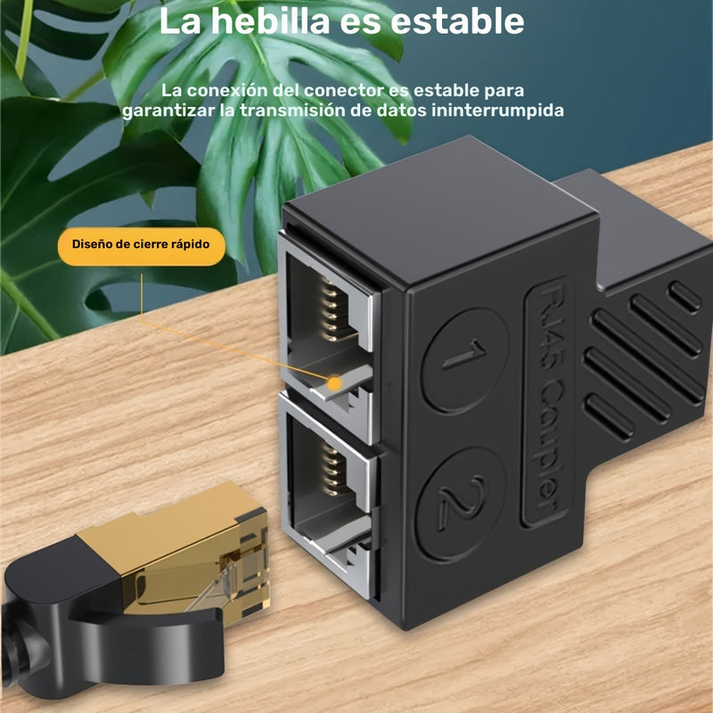 Divisor Ethernet Gigabit TISHRIC - Adaptador de Conector RJ45 de 1 a 2 Puertos, Acabado Mate, Hembra a Hembra