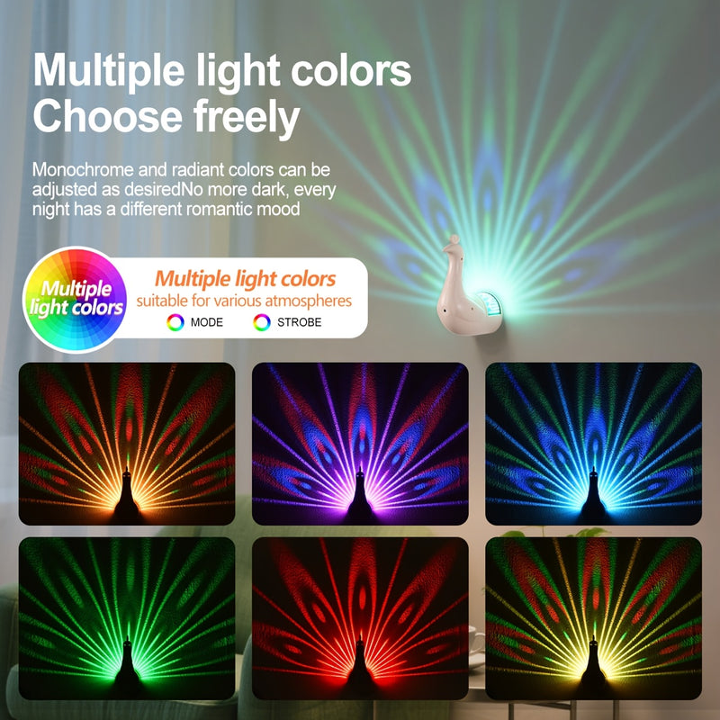 Lámpara de pared de pavos reales - Lámpara de pared de plástico de arte 3D independiente, 16 colores ajustables para diferentes habitaciones - Iluminación con temática animal, control remoto y táctil, batería recargable, adecuada para fiestas en interior