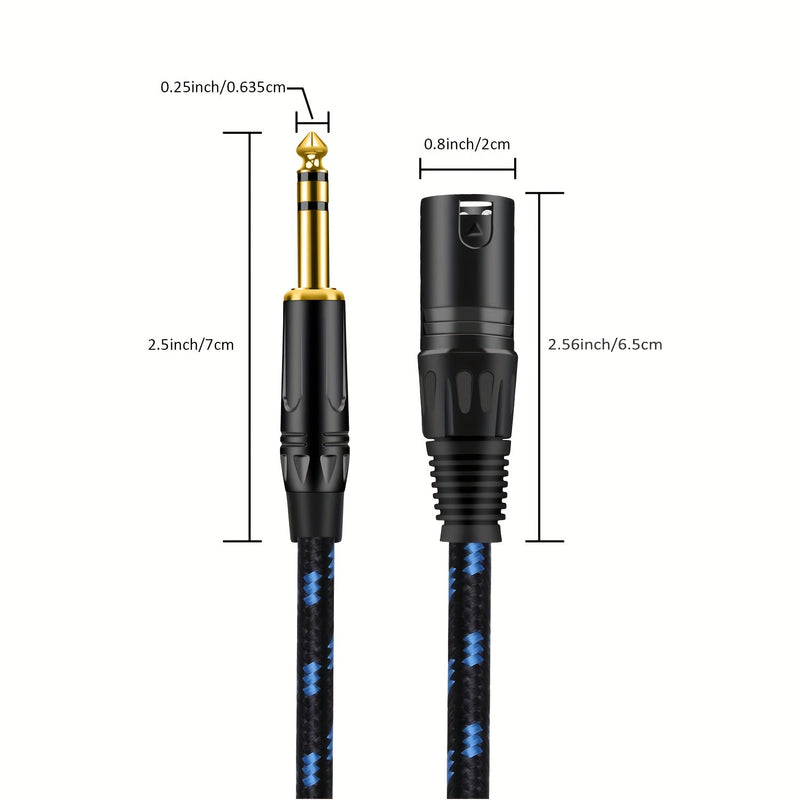 Cable de Audio Balanceado DREMAKE Premium Chapado en Oro de XLR a 1/4" - Interconector Duradero y Antioxidante para Baterías Eléctricas, Saxofones y Mezcladores